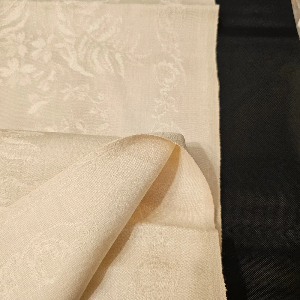 Vintage Cream Damask Show Linen Towels Runner Hand knot 6